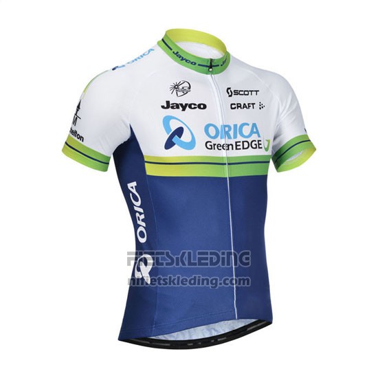 2014 Fietskleding Orica GreenEDGE Wit en Blauw Korte Mouwen en Koersbroek